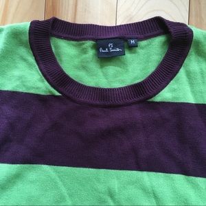 Paul Smith Crew Neck-Burgundy Lime Stripe Sweater